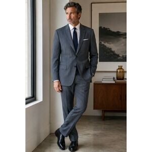 Botany 500 Gray Pinstripe Two Piece Suit Mens Wool Blend Tailored 46R‎